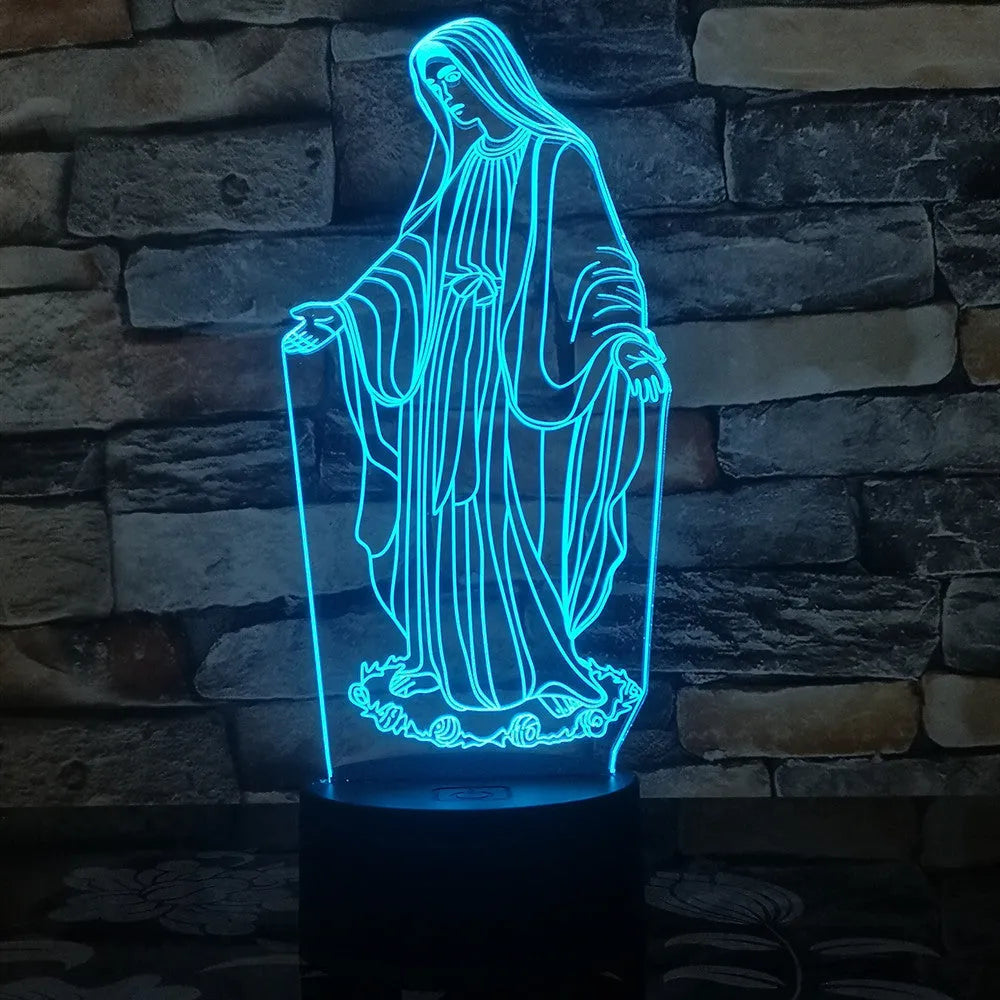 3D LED night light with colour changing modes showing dual-ring pattern on acrylic panel