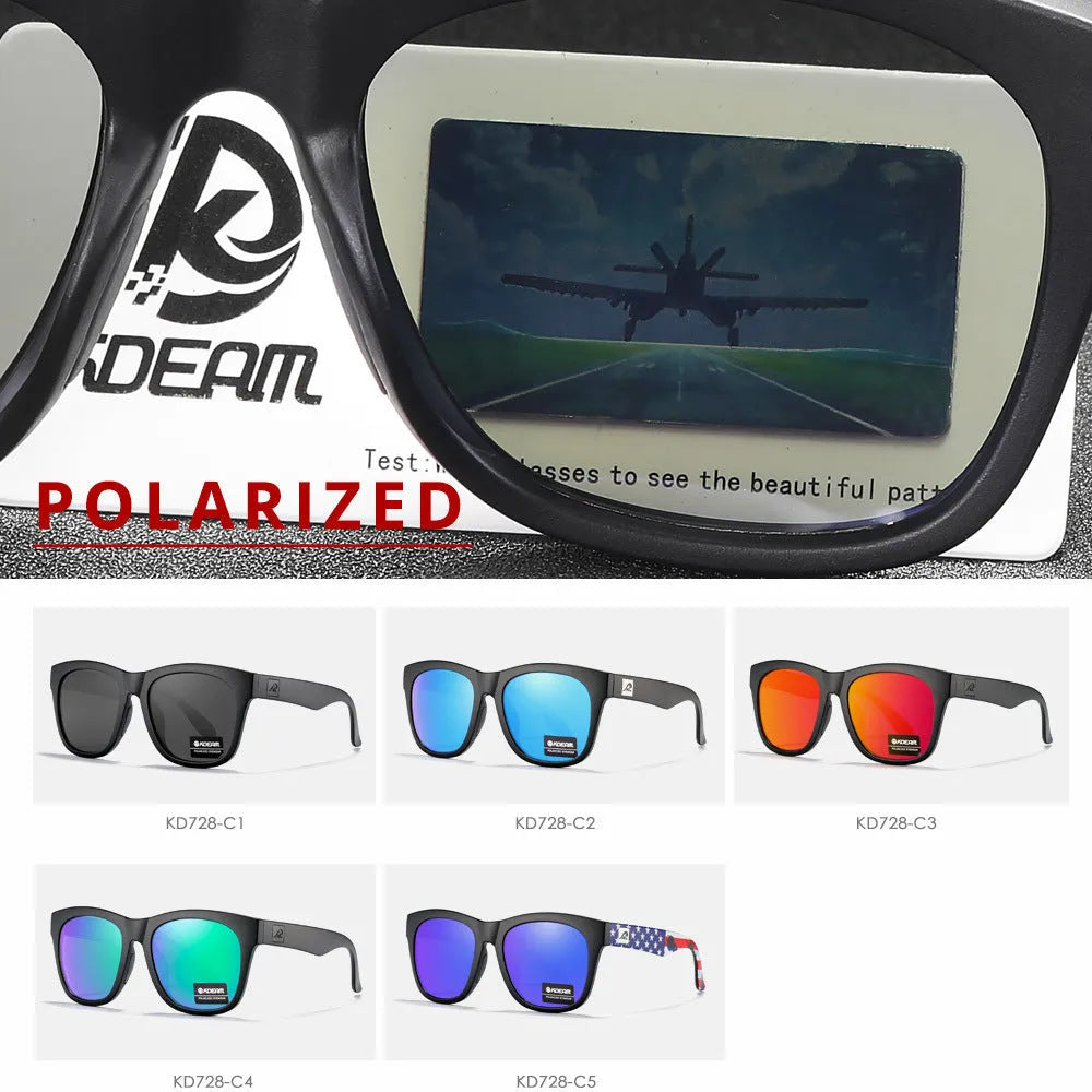 Thickened polarised sunglasses with a dark lens and sturdy frame for outdoor UV protection.