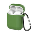 Liquid silicone clamshell cover for Apple AirPods on a white background.