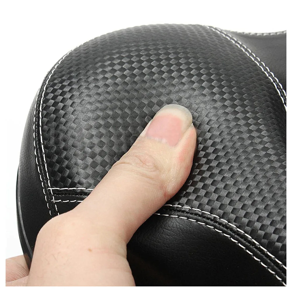 Black leather bicycle saddle for mountain bike, a single replacement seat with standard rails