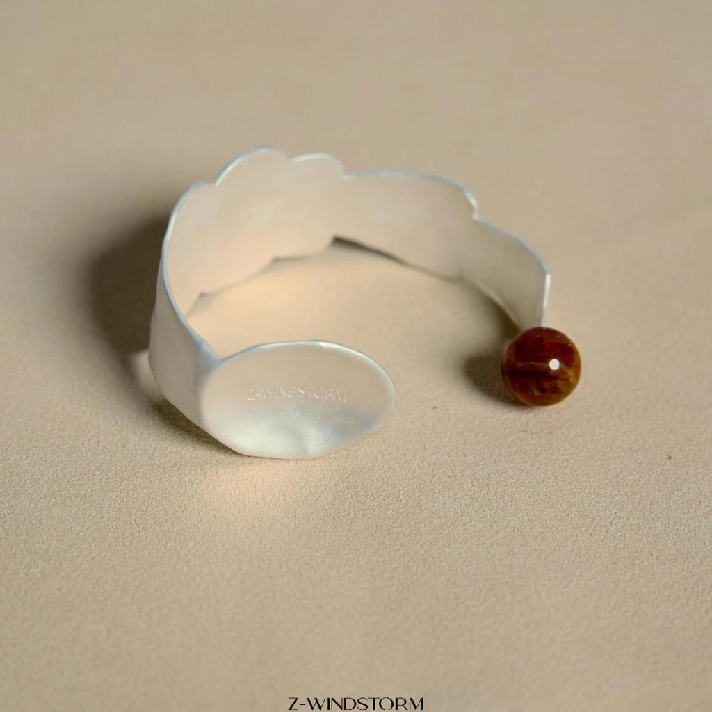 Small round spoon stewed pork themed alloy ring and bracelet set with electroplated silver-tone finish and diamond shape design