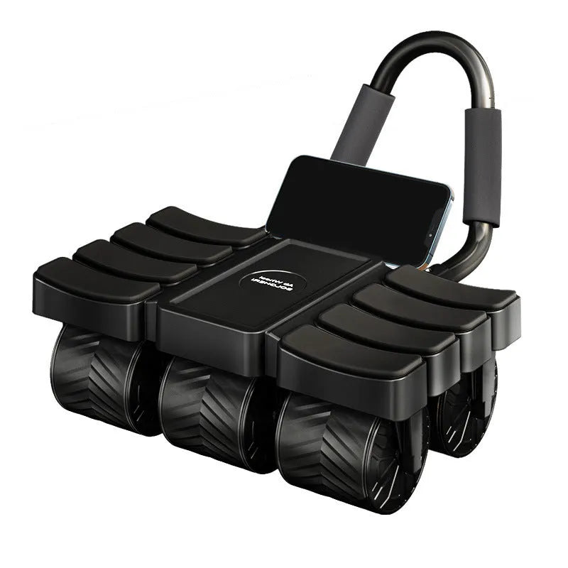 Six-wheel eight-elbow automatic rebound abdominal wheel with pad, hassock, and AI APP connectivity in Knight Black or Tough Guy Red