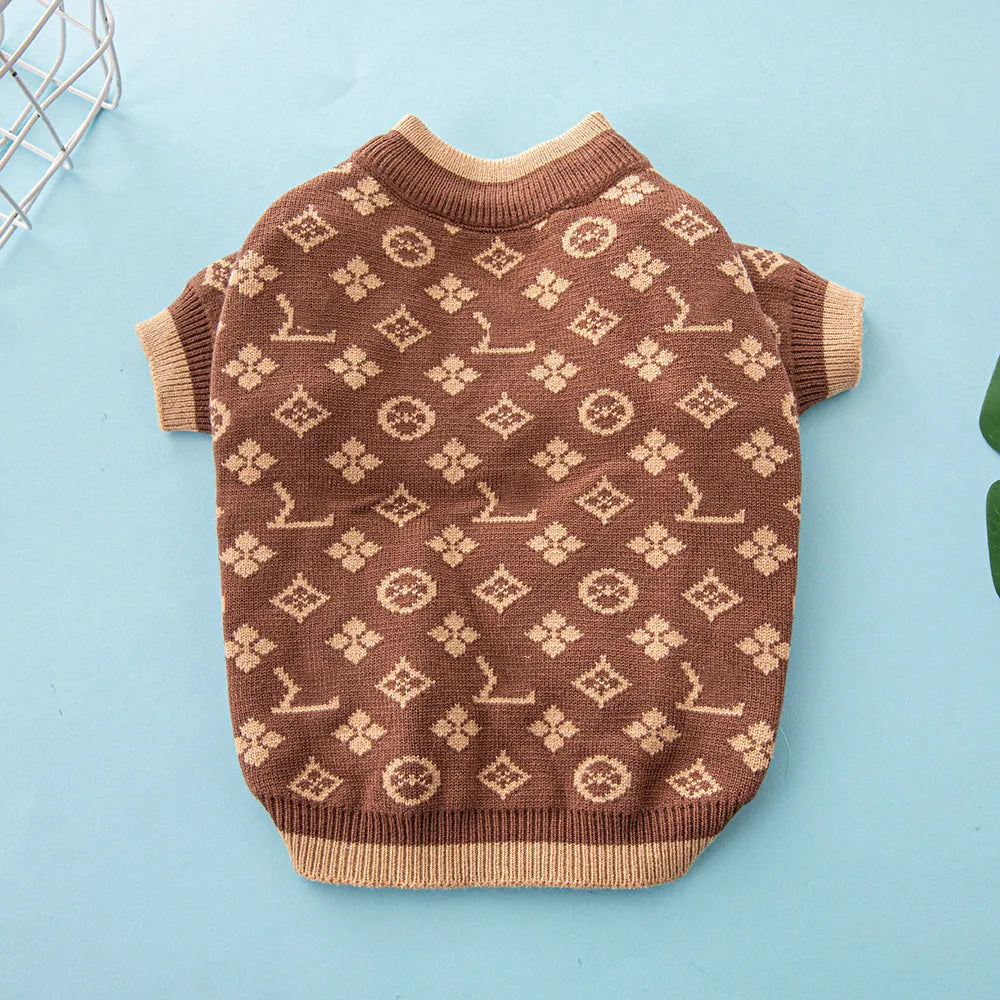 Wool dog sweater for autumn and winter in monochrome or two-tone colours, sizes XS to XXL