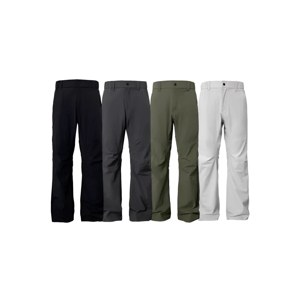 Men's straight leg casual trousers in a grey colour with 3D cutting detail and elastic waistband