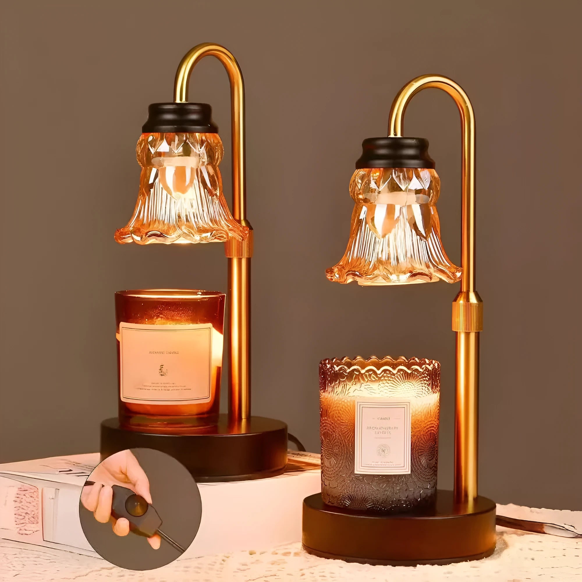 30.5cm tall lifting aromatherapy wax melting lamp with bamboo lamp holder