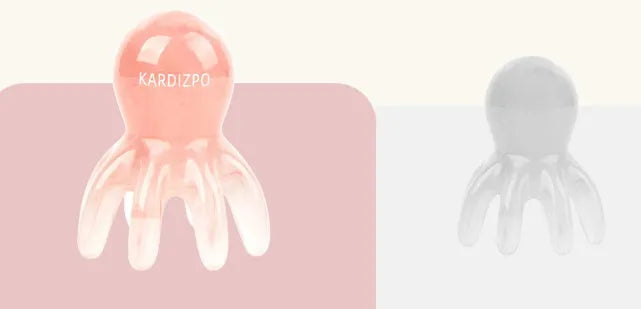 Pink octopus-shaped facial massage comb made from natural resin with storage bag