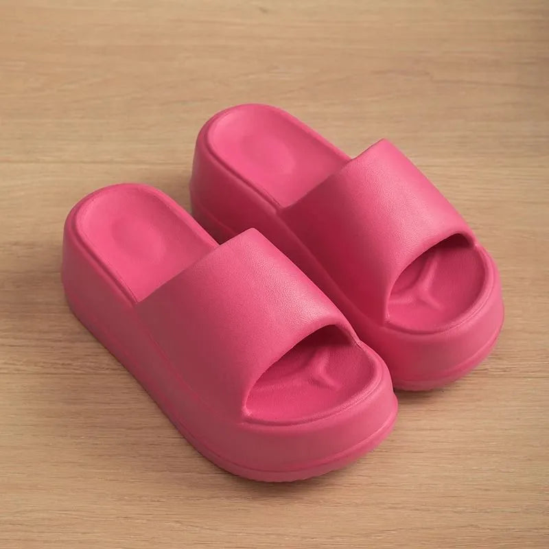 Women's 7cm heel EVA slippers in solid colour, non-slip sole for home and garden