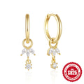 Geometric sunflower design sterling silver earrings with golden diamond colour zirconia stones