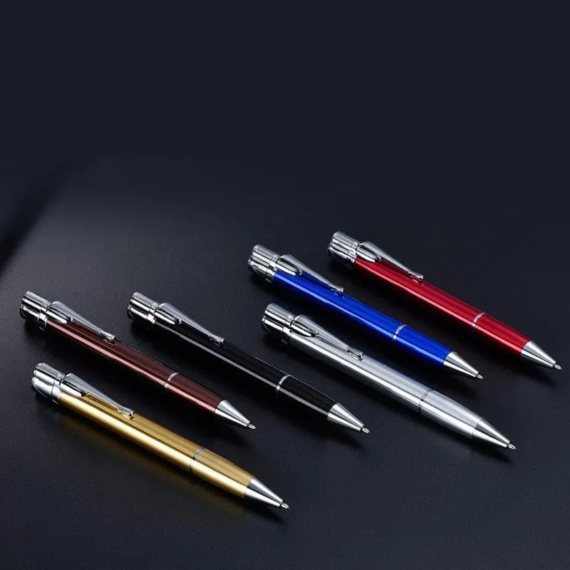 Windproof metal pen jet lighter in six colour options with 14mm diameter slim design