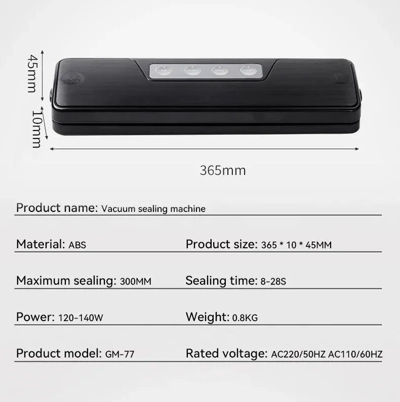 Small white automatic vacuum sealer machine for household food preservation and item protection