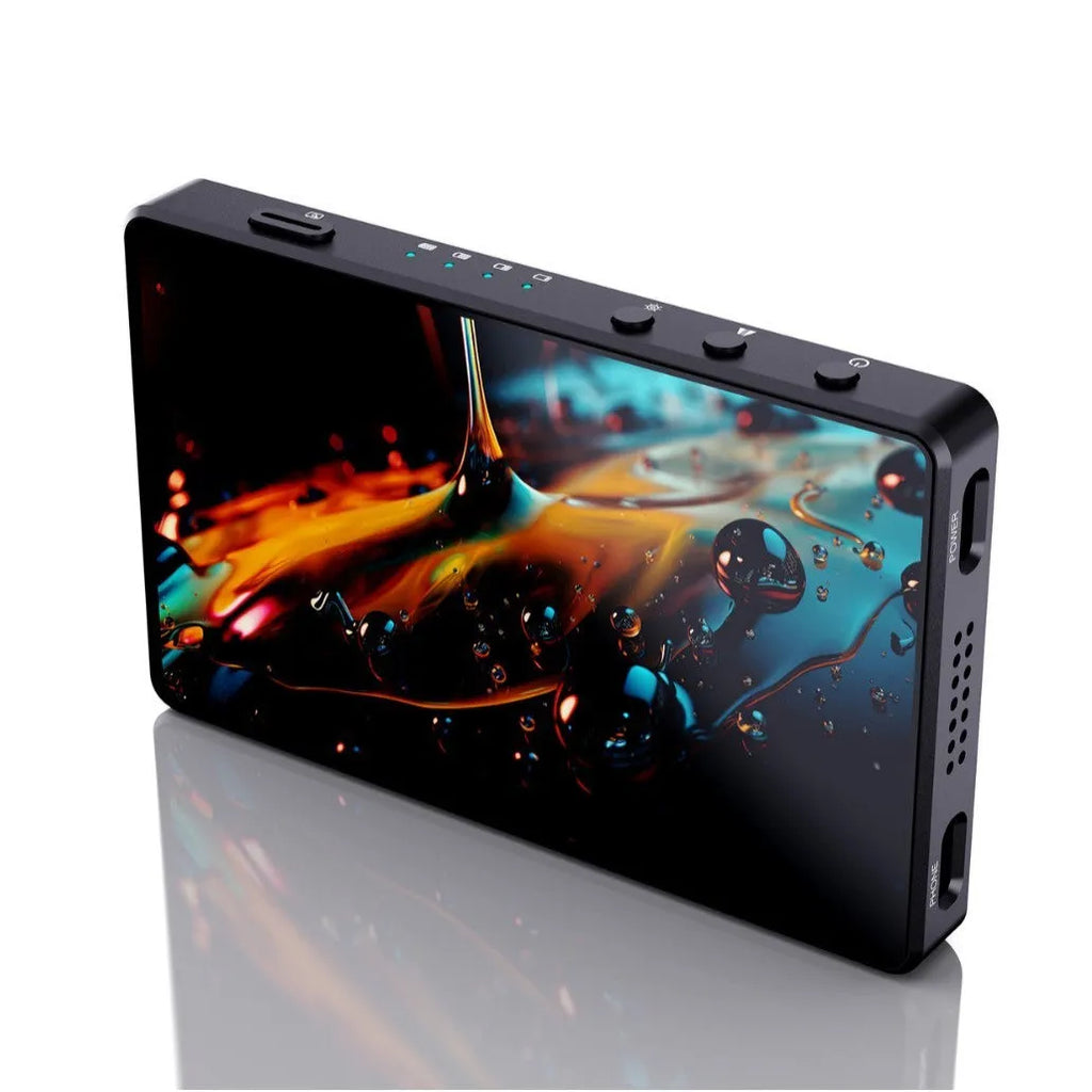 Black ABS mobile phone rear magnetic selfie display attached to phone showing camera preview