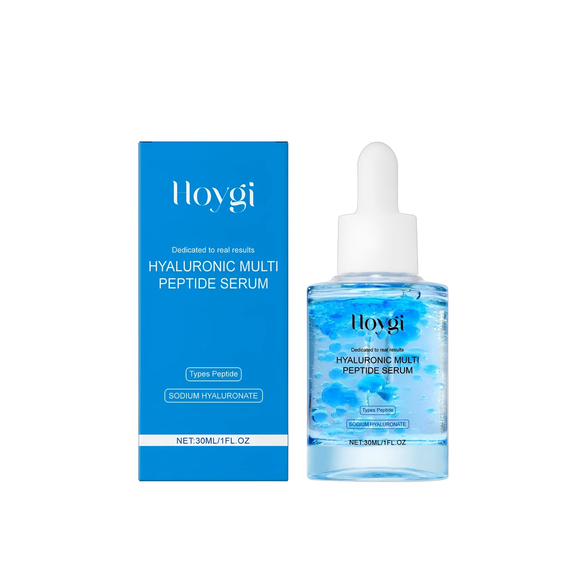 30ml bottle of Hyaluronic Multi Peptide Serum facial treatment liquid.