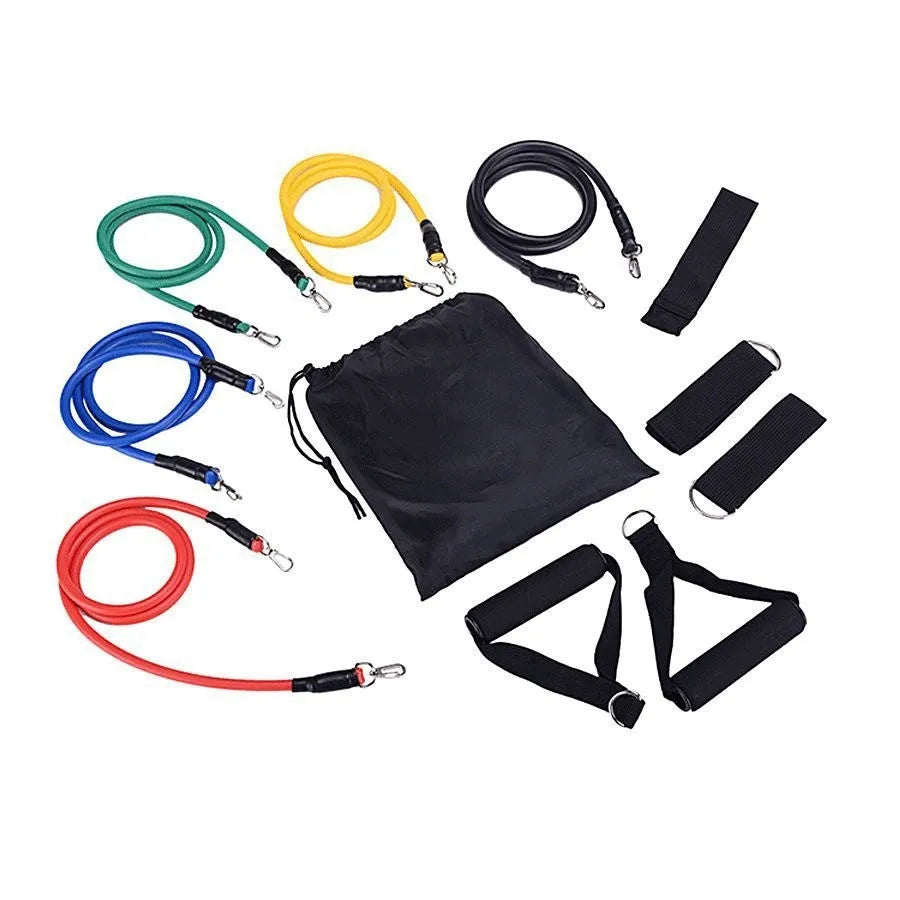 Multi-functional door sports 11-piece set with ABS pulling rope, shown with big hook and small hook options.
