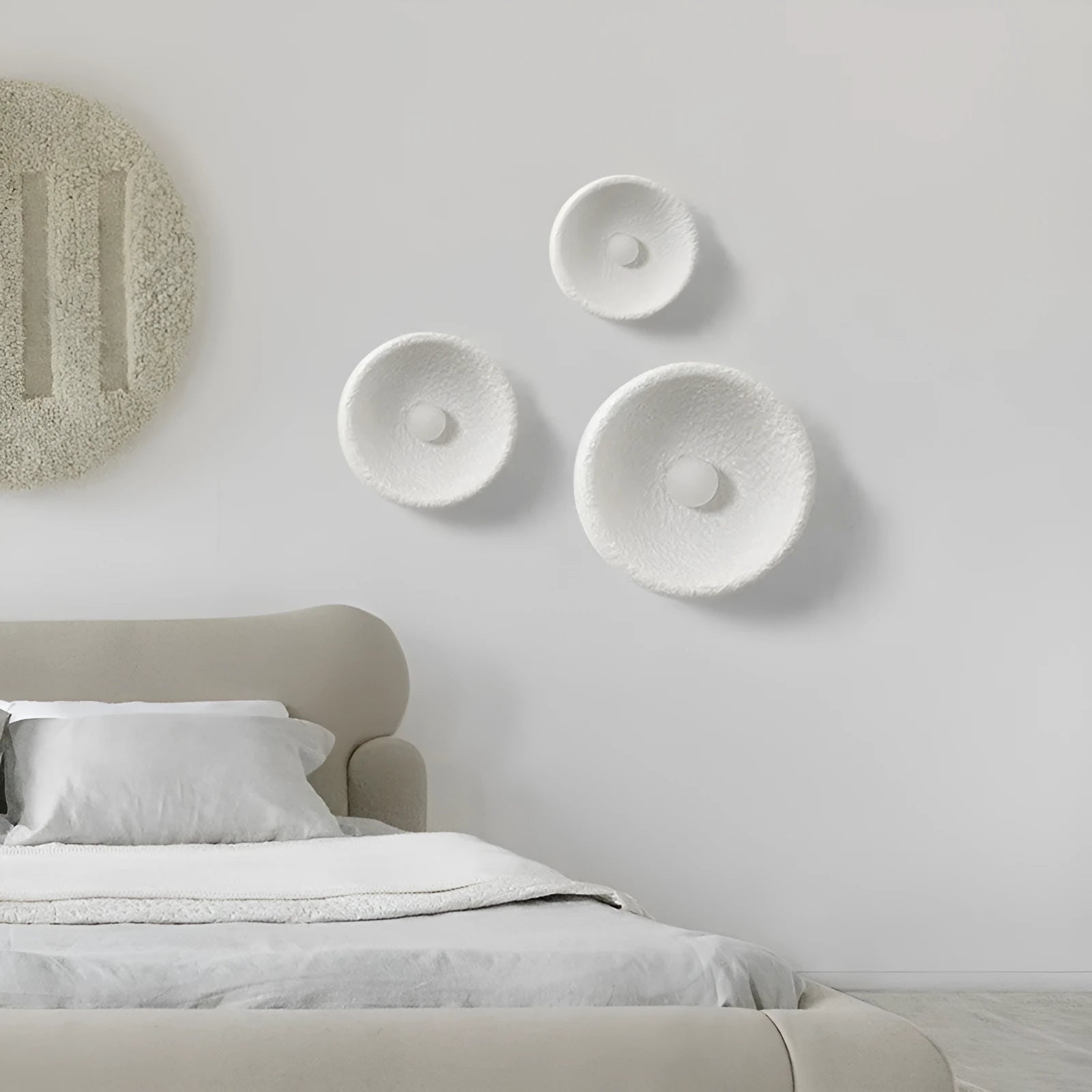 Japanese minimalist wall lamp with round resin shade in 20cm, 26cm or 32cm diameter sizes