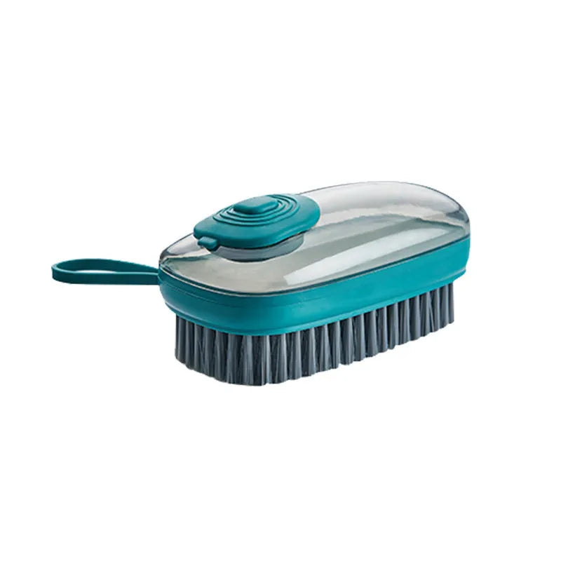 Automatic liquid cleaning brush in ABS plastic with ergonomic grip for shoes and laundry