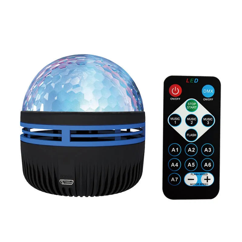 USB-powered LED star galaxy projector night light with removable acrylic shade and colourful rotating magic ball effects.