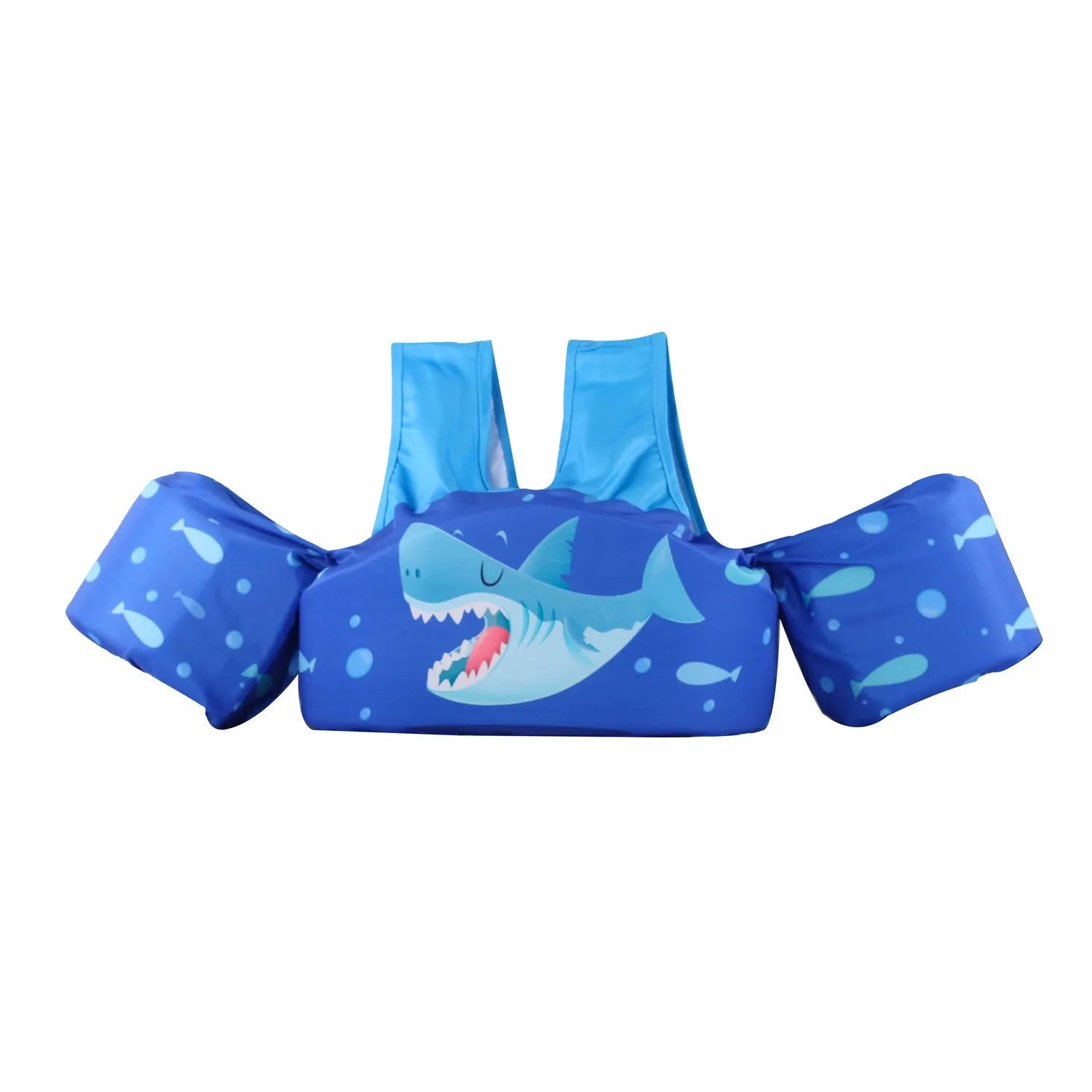 Children's polyester swimsuit with integrated lengthened arm swimming ring in cartoon pattern