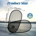 Black adjustable car window shade with suction cups mounted on vehicle side window