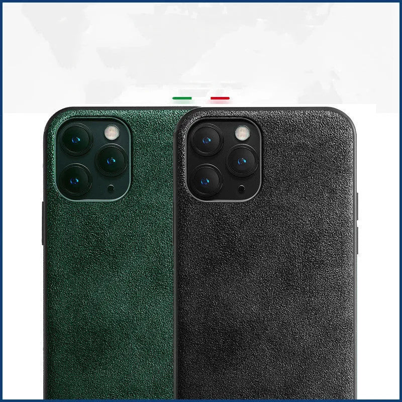 Suede iPhone case in dark blue colour showing back cover style for iPhone 13 Pro Max
