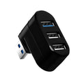 Black or white USB rotary splitter hub with four USB ports measuring 15.5cm