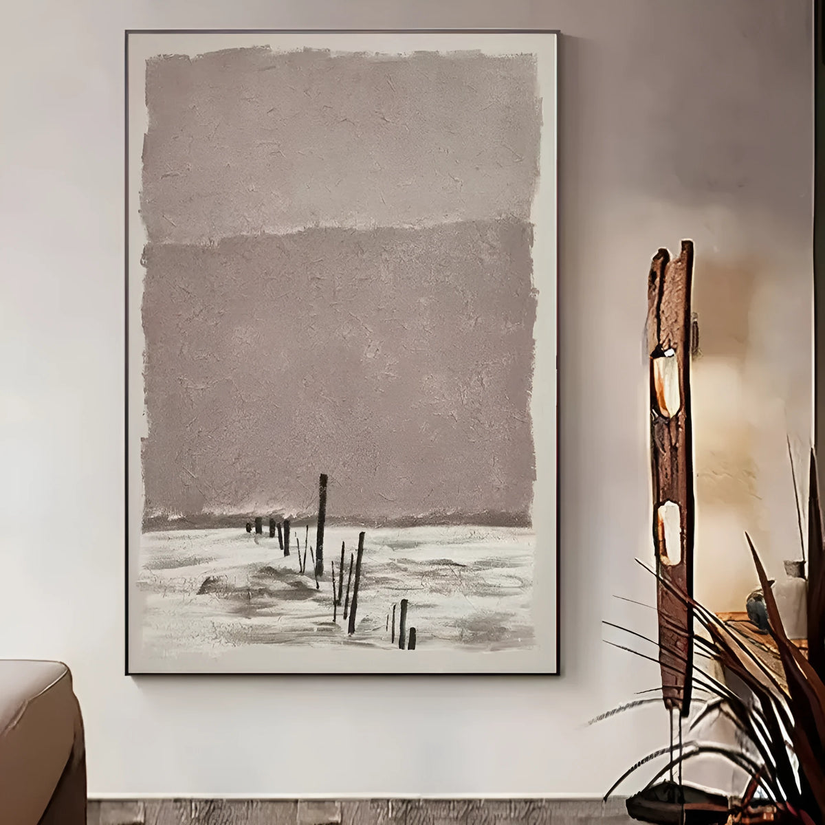 Handmade abstract oil painting on canvas, rolled and unframed, vertical one-panel wall art for living room or bedroom