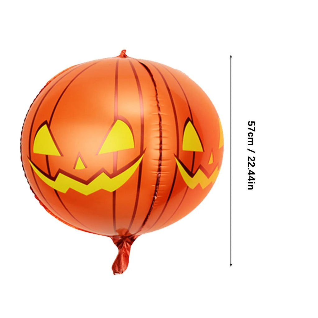 Large inflatable Halloween eyeball balloon with red bloodshot design on a white background