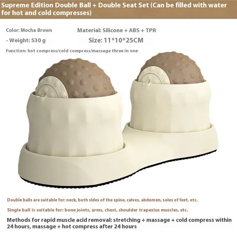 Caramel mocha and green massage balls for hot cold therapy foot and muscle relief