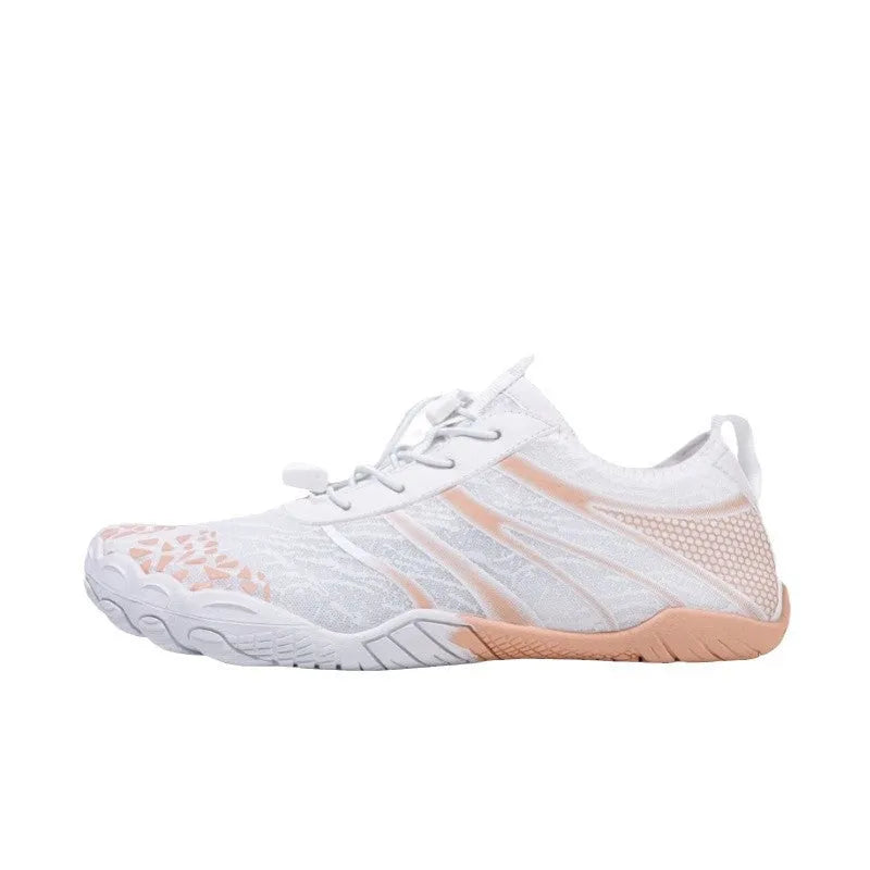 Unisex casual beach running shoe with Lycra stretch fabric upper, shown in A826 colour options.