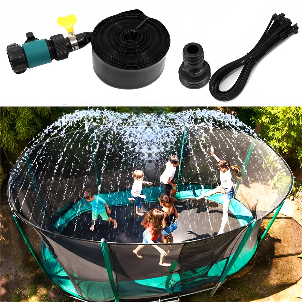 Portable blue garden sprinkler with solar water cooling feature and PVC switch for outdoor watering