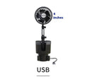 Car water cup holder fan in ABS, available in 4-inch and 6-inch sizes with 12V, 24V or 5V USB plug