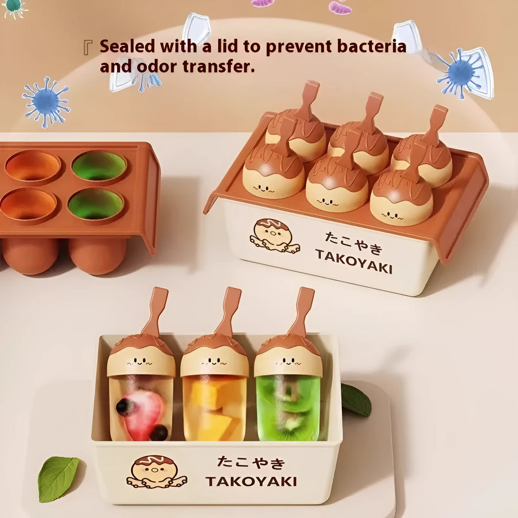 Plastic ice cream mould for making octopus balls shaped frozen desserts.