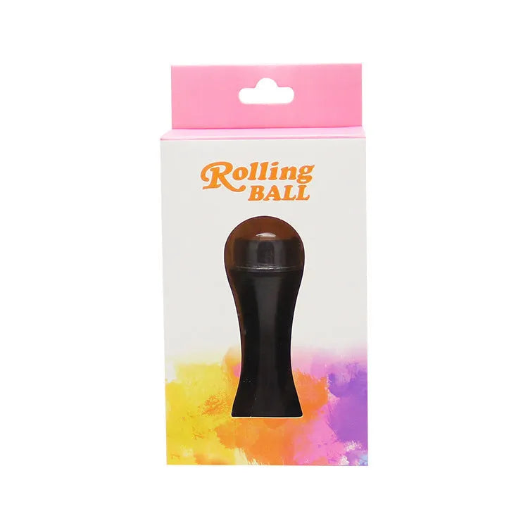 Volcanic stone portable facial roller for oily skin control in black, green, pink, or white.