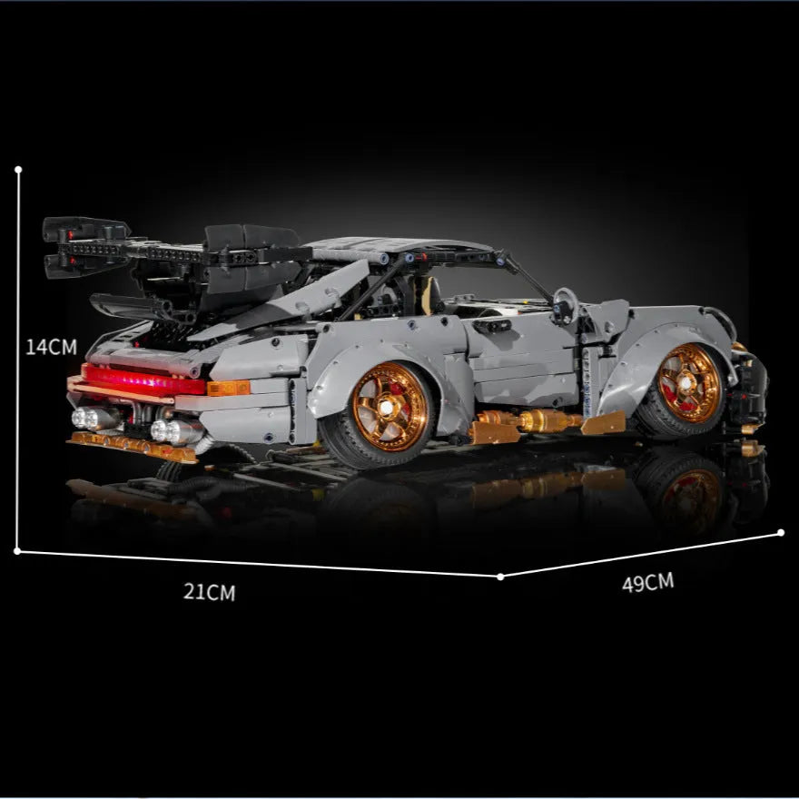 Cement gray sports car building block toy set made from ABS, 10220B lying Porsche style, one set