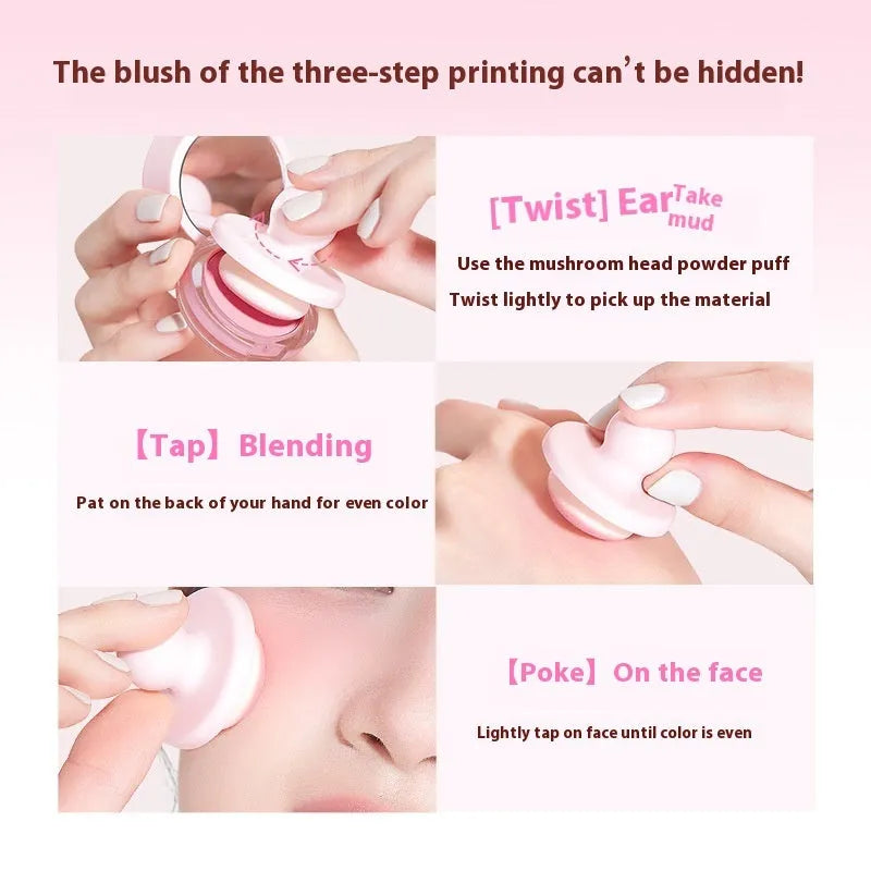 Blush mud can powder blusher with shimmer effect in four nude monochrome shades