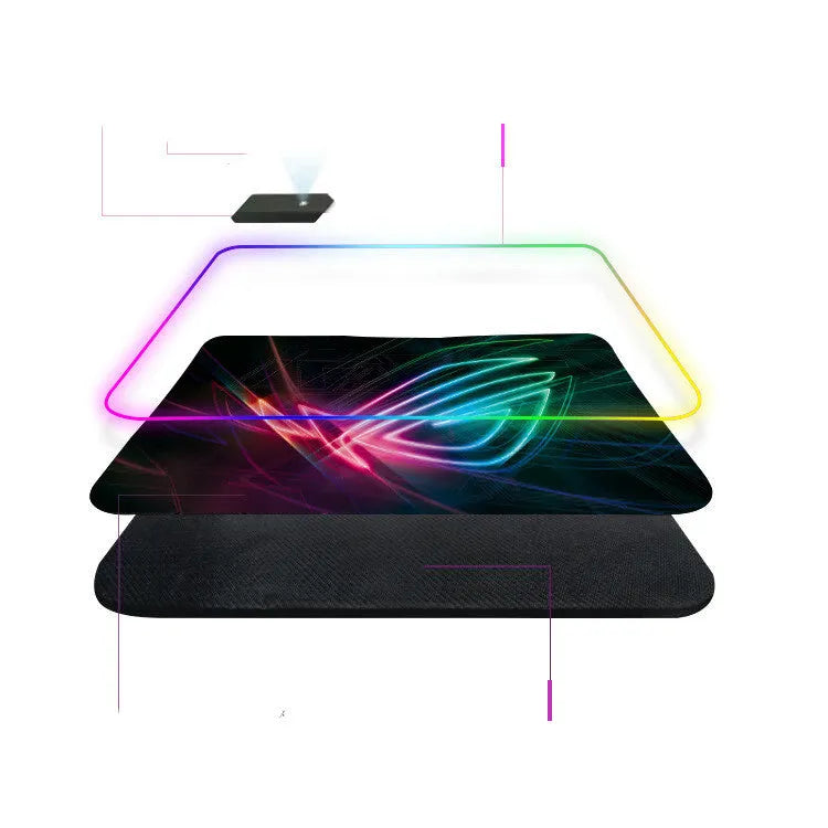 Prodigal Eye luminous gaming mouse pad with rubber base and cloth surface, available in multiple sizes