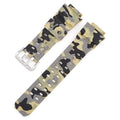 Camouflage patterned TPU watch strap with silver buckle, showing 12+7cm length.