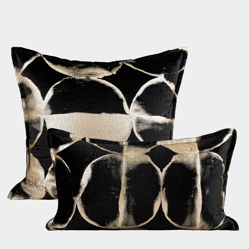 Black gold abstract pattern cushion with flannel bronzing on removable washable cover