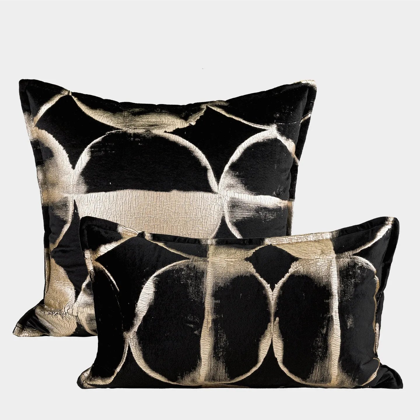 Black gold abstract pattern cushion with flannel bronzing on removable washable cover