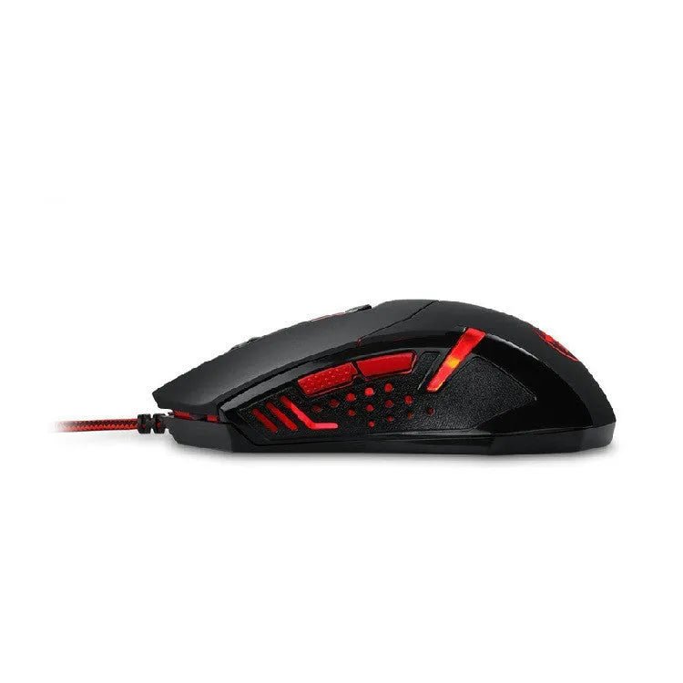 Black and red USB wired optical gaming mouse with ergonomic design and 1.8 metre cable