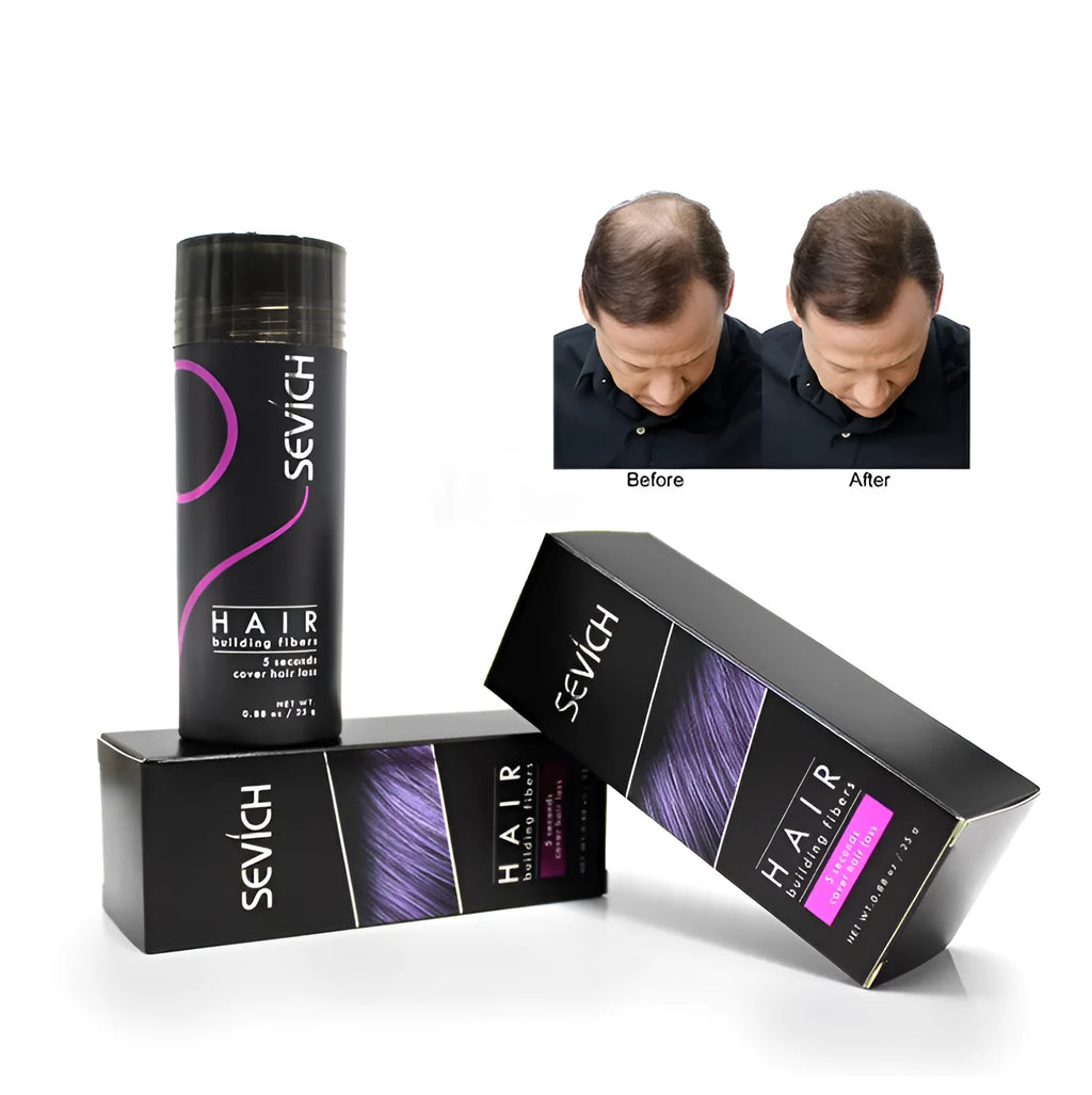 25g jar of keratin hair building fibers in dark brown shade for concealing thinning hair