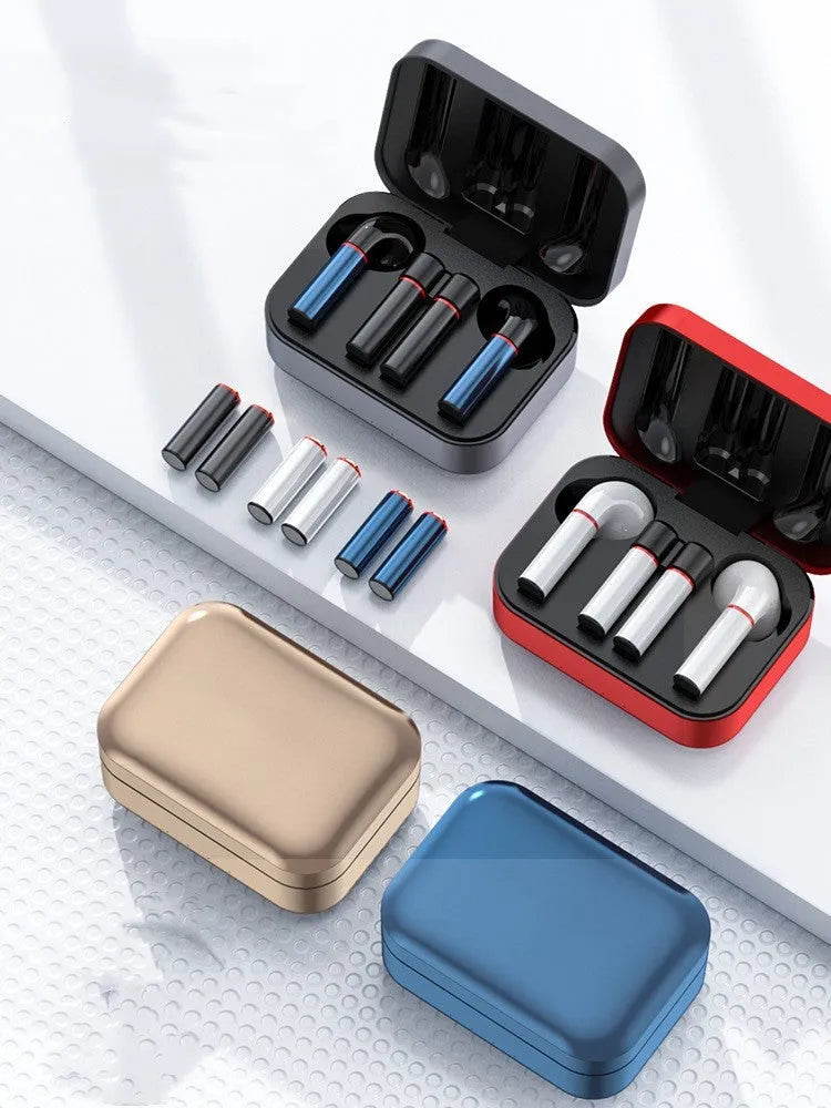 Magnetic Bluetooth headset earbuds with charging case blue black in-ear wireless