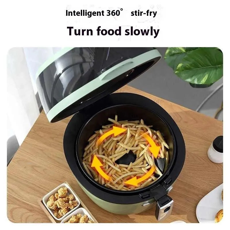 Mechanical button 8-litre air fryer with visible cooking window and EU conversion plug