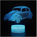Colourful acrylic LED desk lamp with touch controls and remote on wooden desk
