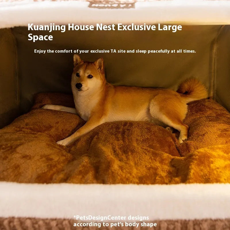 Small dog cave bed with three-dimensional bear design, jacquard pea velvet, and removable nest in various colours.