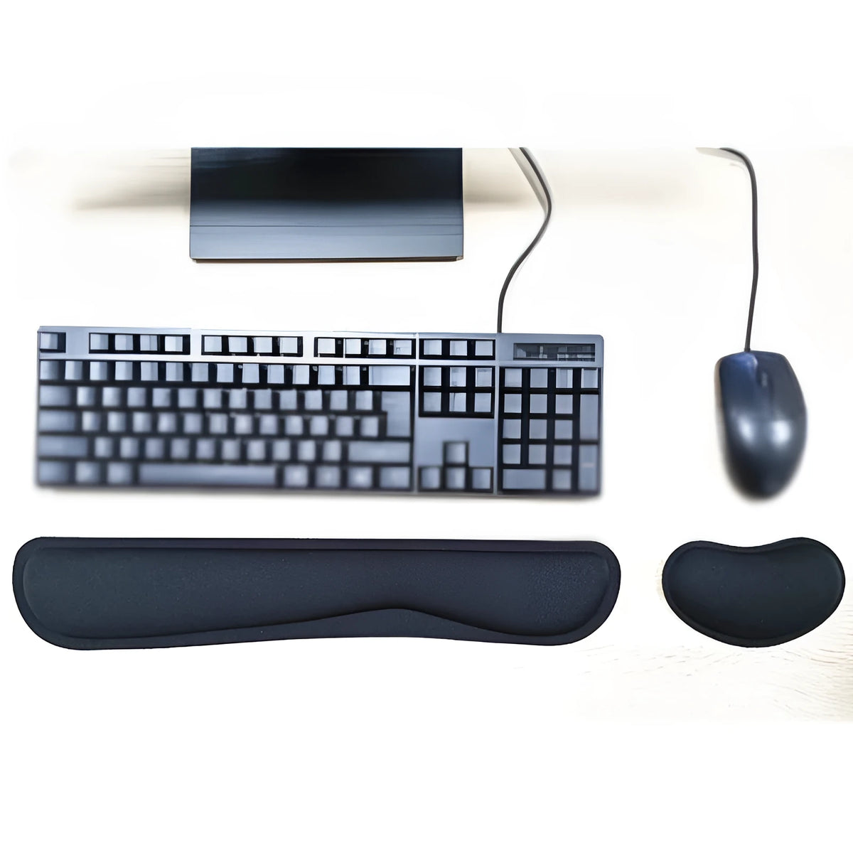 Memory foam keyboard wrist rest pad, single sided non-slip wrist guard, black or grey, 430x85x25mm or 460x85x25mm