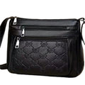 Butterfly black women's crossbody shoulder bag with embossed PU leather and interior mobile phone pocket