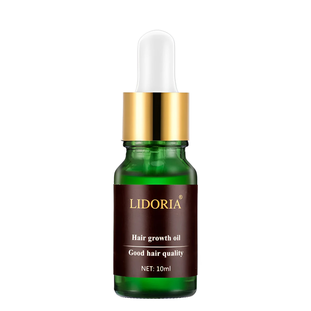 10ml bottle of Polygonum multiflorum and ginger hair oil for scalp and strand care