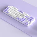 Wireless Bluetooth mechanical keyboard with metal construction in blue white or purple white colour options