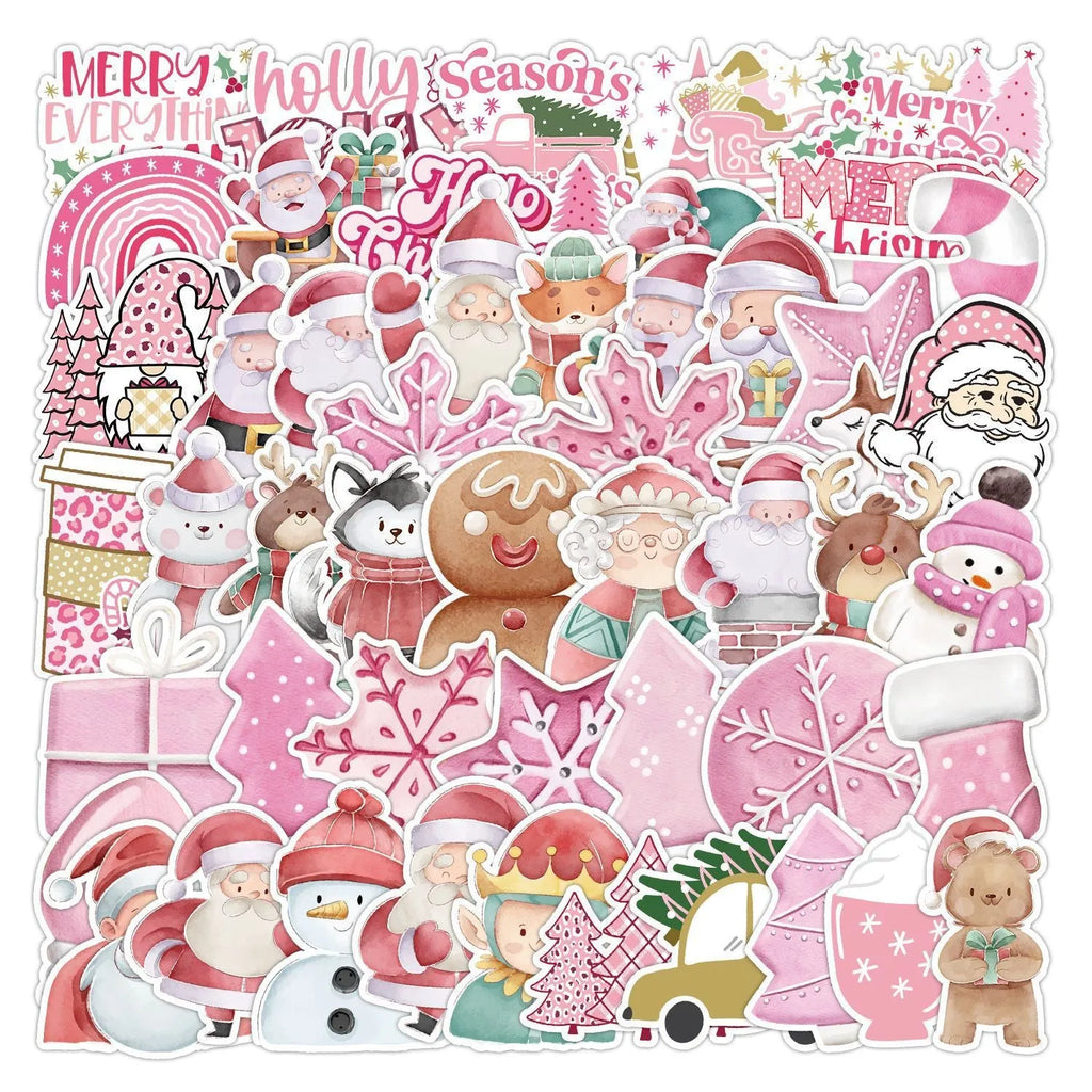 50 Christmas decoration waterproof stickers in cute style for cars phones computers