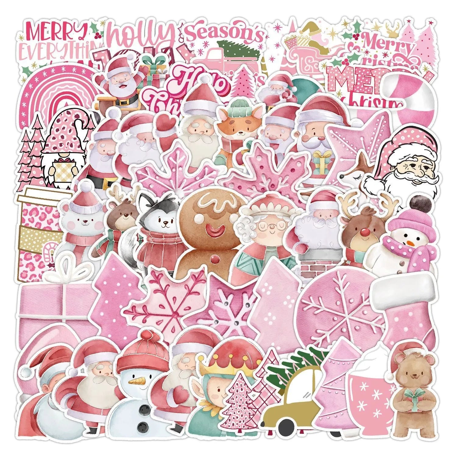 50 Christmas decoration waterproof stickers in cute style for cars phones computers